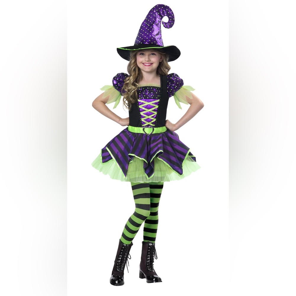 NWT Pretty Girls Potion Classic Witch Satin Tutu Halloween Costume Dress